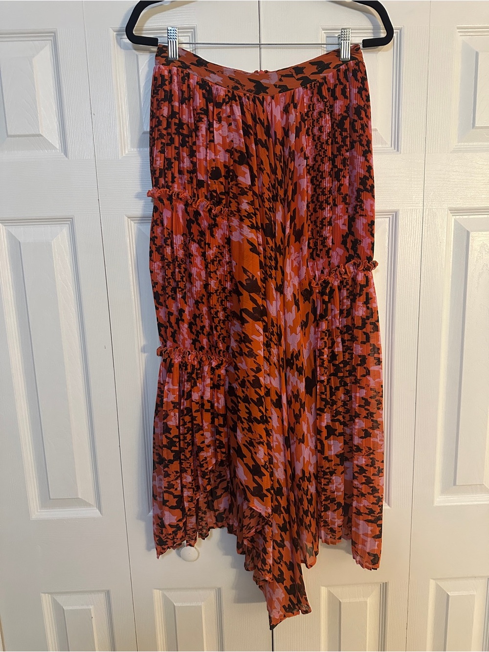 Topshop Pink and Orange Pleated Maxi Skirt